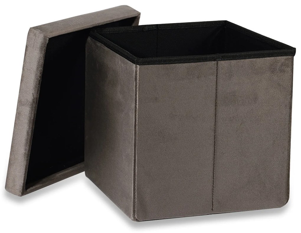Brązowy składany taboret CUBEXO VELVET M