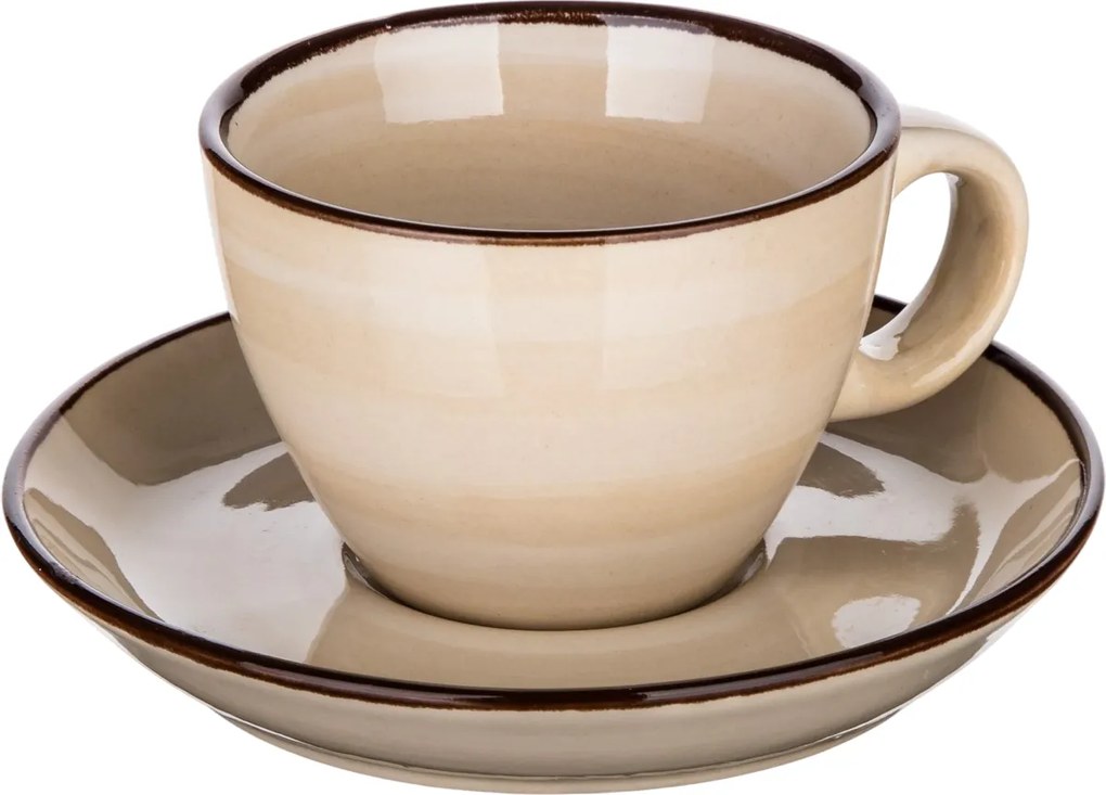 Banquet Zestaw 6 filiżanek ze spodkami Palas 90 ml, kremowy