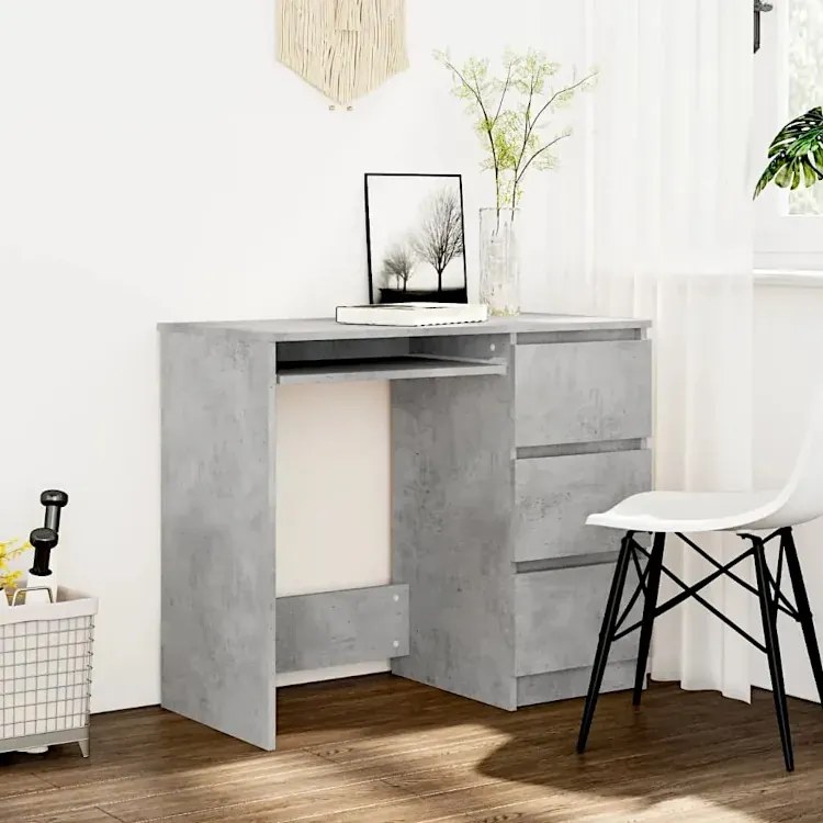 Szare biurko z szufladami beton B2-E32