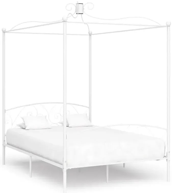 Łóżko metalowe z baldachimem w kolorze białym 180x200 cm F5-B63
