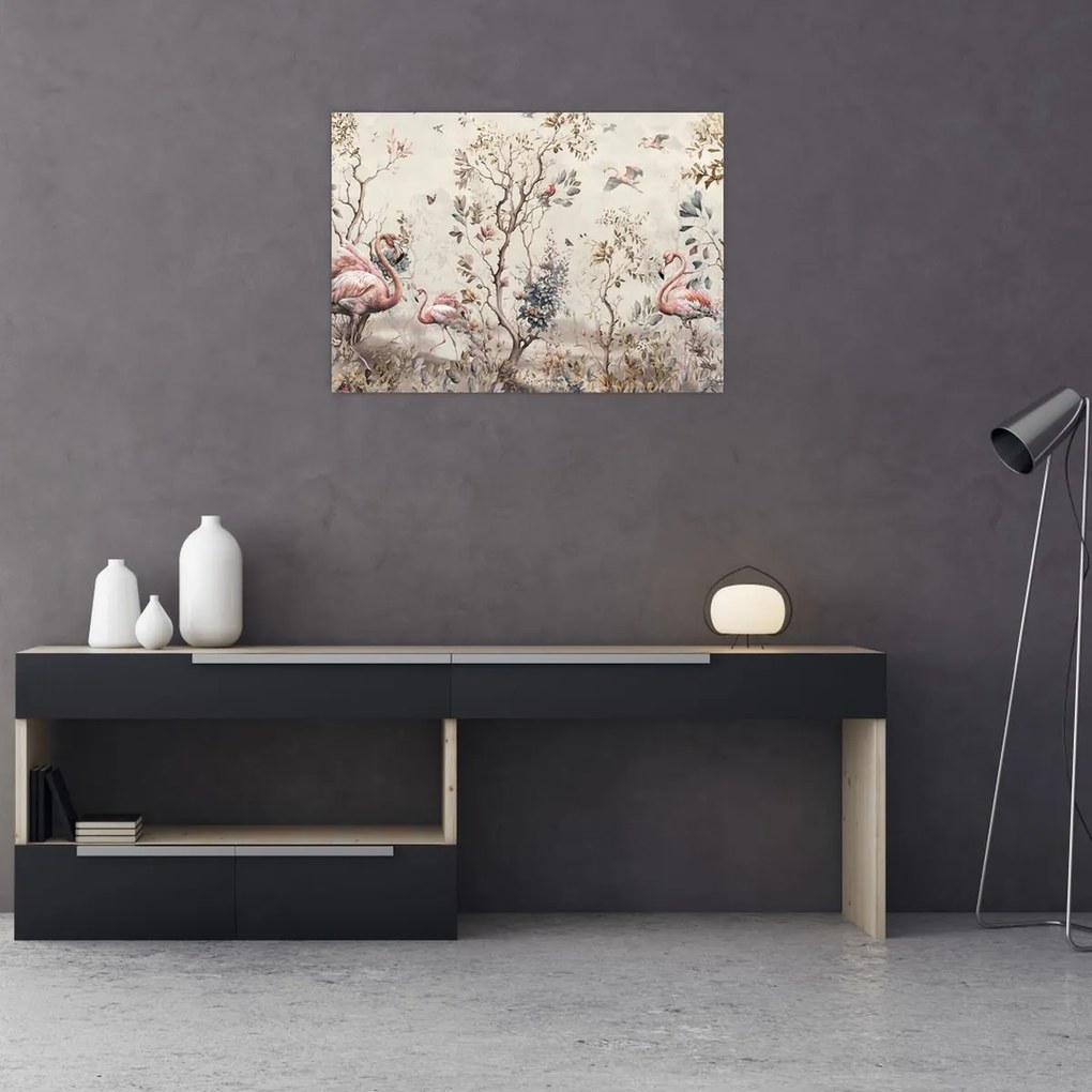 Obraz - Rysunek flamingów (70x50 cm)