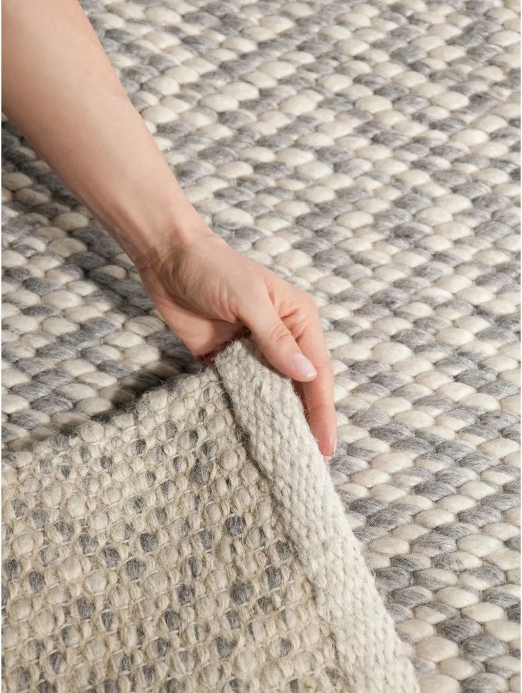 Jasnoszaro-kremowy wełniany dywan tkany ręcznie 200x290 cm Lyon Beans – Elle Decoration