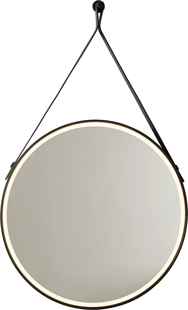 Nowoczesne lustro łazienkowe czarne z oświetleniem LED i dotykowym ściemniaczem - Pien