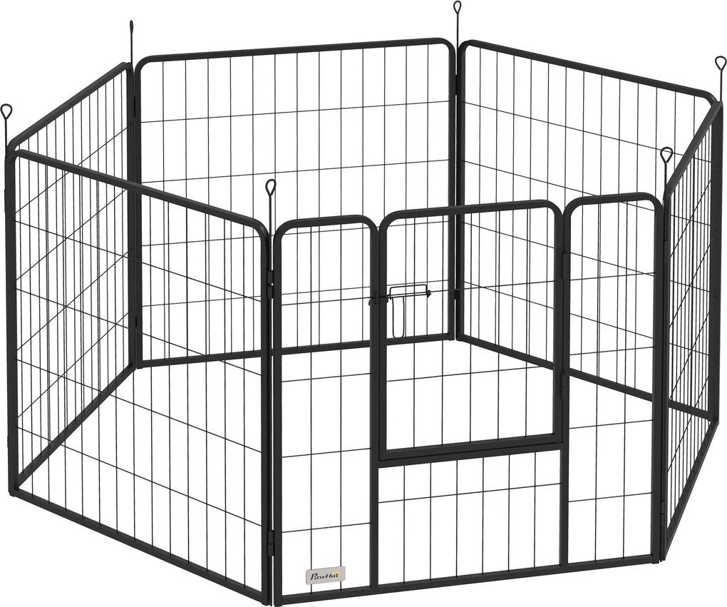 PawHut Kojec dla psa, zagroda dla zwierząt, 6 paneli, stal, składany, Czarny