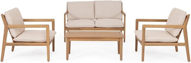 Zestaw mebli ogrodowych z litego drewna akacjowego w naturalnym kolorze dla 4 osób Danubio – Bizzotto