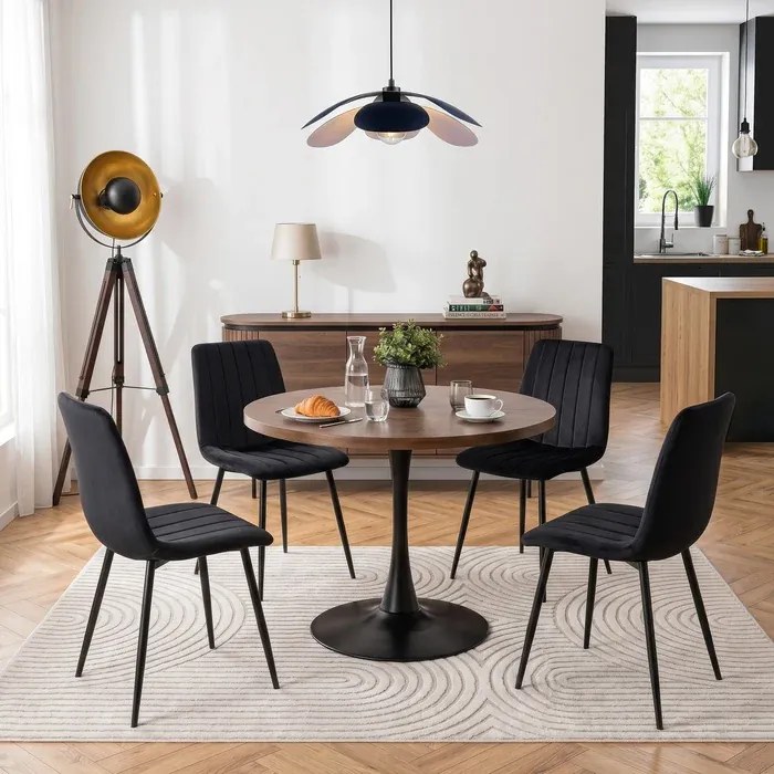 Stół Okrągły LINO 100 cm Dąb Rustykalny/Czarny Loft