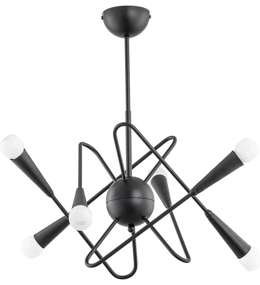 Żyrandol na drążku APPER 6xE14/10W/230V czarny
