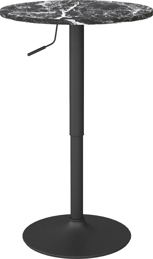 HOMCOM Stół Barowy dla 2 Osób, Regulowany Wysokościowo, Wygląd Marmuru, 60 x 60 x 68-93,5 cm, Czarny