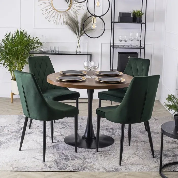 Krzesło Tapicerowane do Salonu CORK Zielone Welurowe Nowoczesne Loft