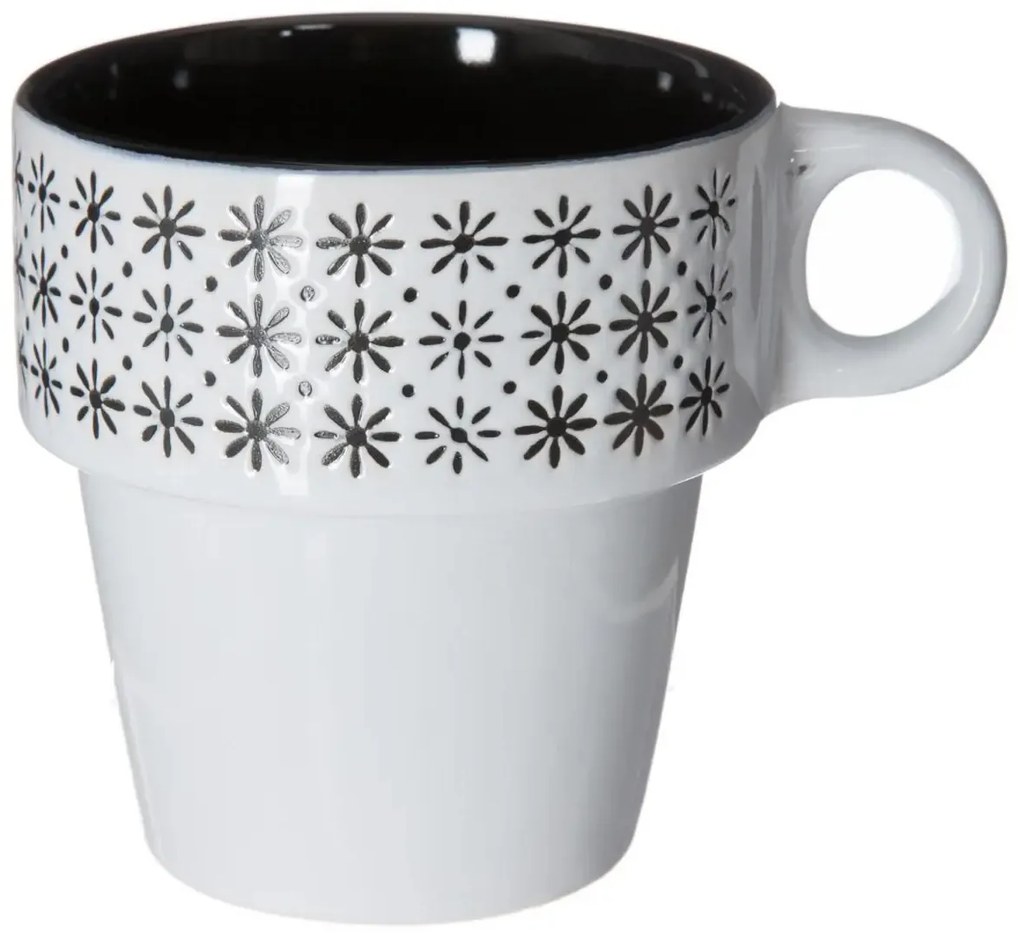 Zestaw 6 filiżanek porcelanowych na stojaku, kubki do kawy, komplet filiżanek, porcelanowe kubki na stojaku
