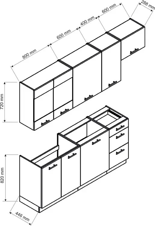 Komplet białych szafek kuchennych 7 sztuk F0-C43