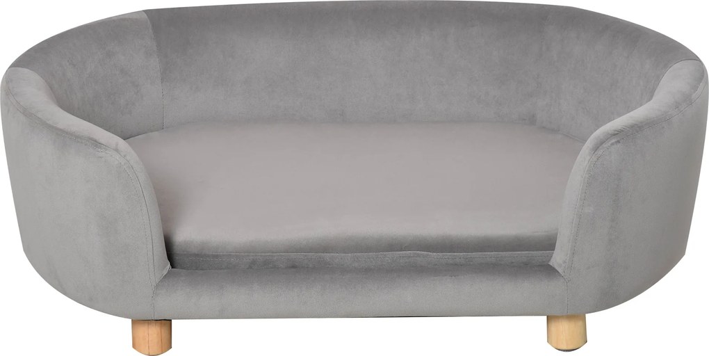 PawHut Sofa dla zwierząt domowych Sofa dla psa koty psy drewno brzozowe nowoczesna jasnoszary