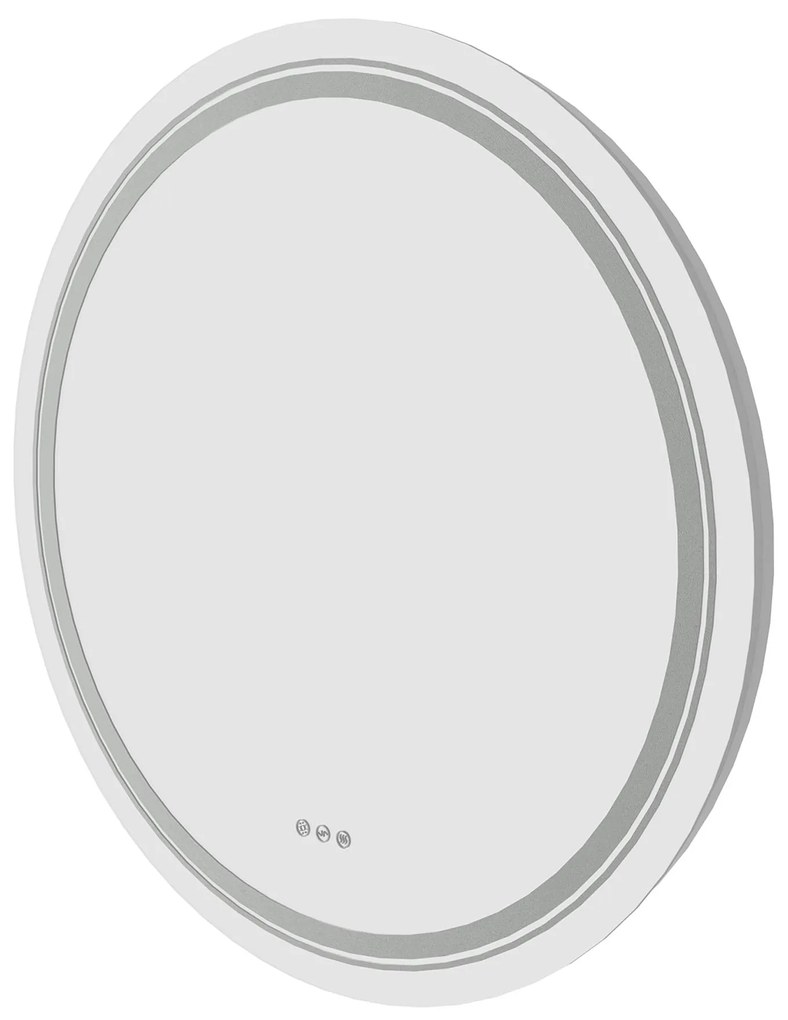 Lustro ścienne łazienkowe, okrągłe 60 cm, podświetlane srebrne DOVER 60