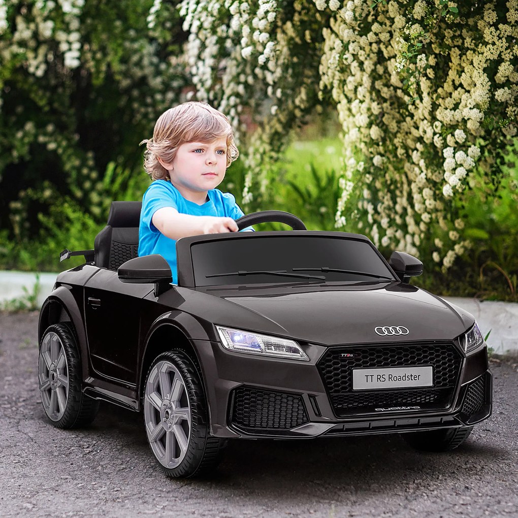 HOMCOM Dziecięcy Samochód Elektryczny, Audi TT RS Roadster, 3 km/h, Pilot, LED, USB, Czarny