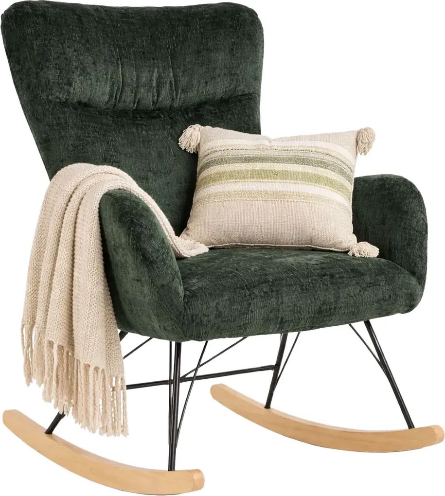 Zielony tapicerowany fotel bujany Z6-D51