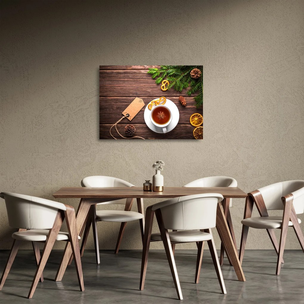 Obraz na szkle - kubek z dekoracjami (70x50 cm)