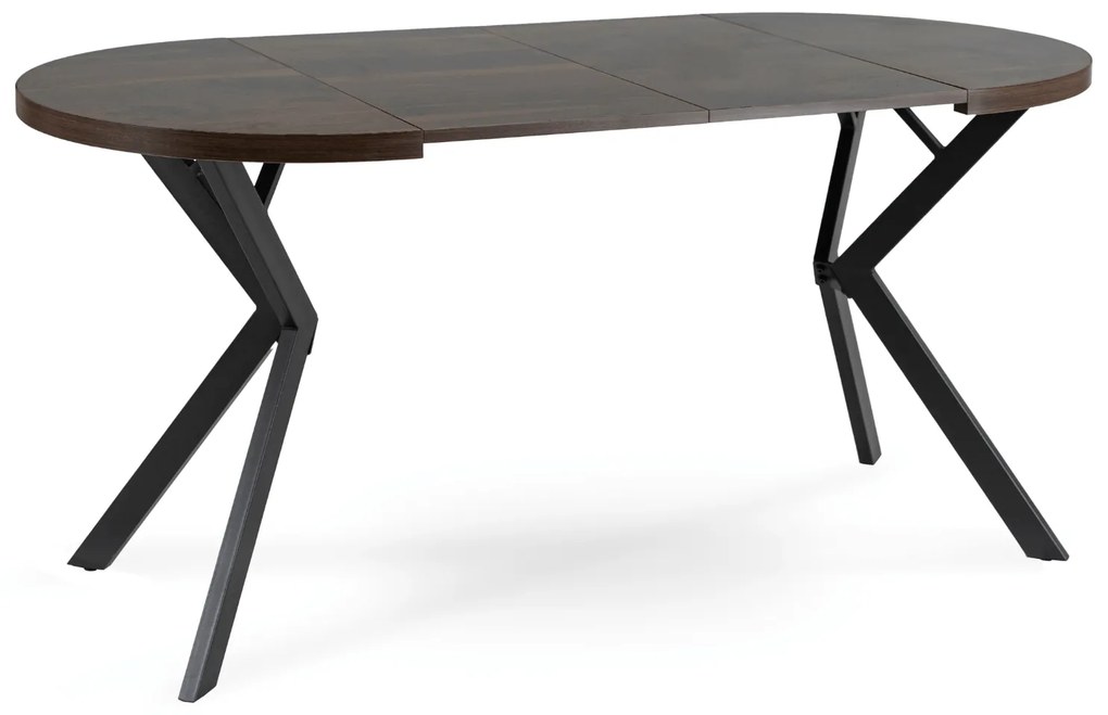 Stół Okrągły Rozkładany DORIAN 80-160 cm Orzech/Czarny Nowoczesny Loft