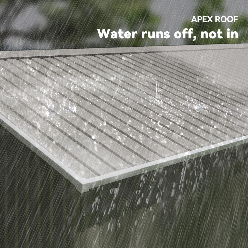 Outsunny Szopa Ogrodowa, Odporna na Warunki Pogodowe Domek na Narzędzia Ogrodowe z Oknami Wentylacyjnymi, Drzwi Przesuwne, Stal, Jasnoszary