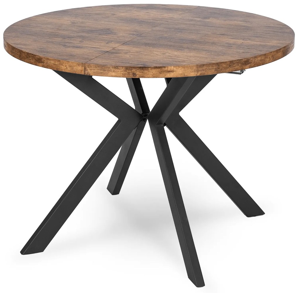 Stół Okrągły Rozkładany LUKAS 100-250 cm Dąb Rustykalny Nowoczesny Loft