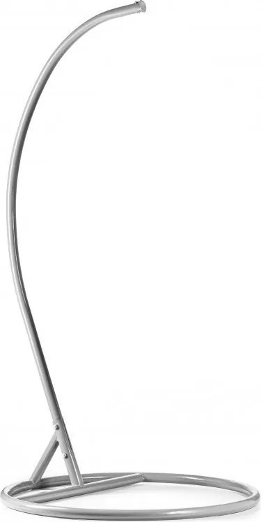 Szare wiszące krzesło KOKON ze stojakiem, jasnozielona poduszka ze wzorem