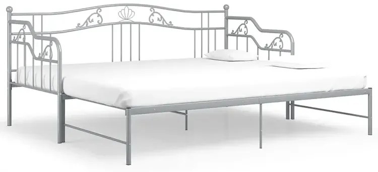 Szare rozkładane łóżko metalowe 90x200 cm - Idosa