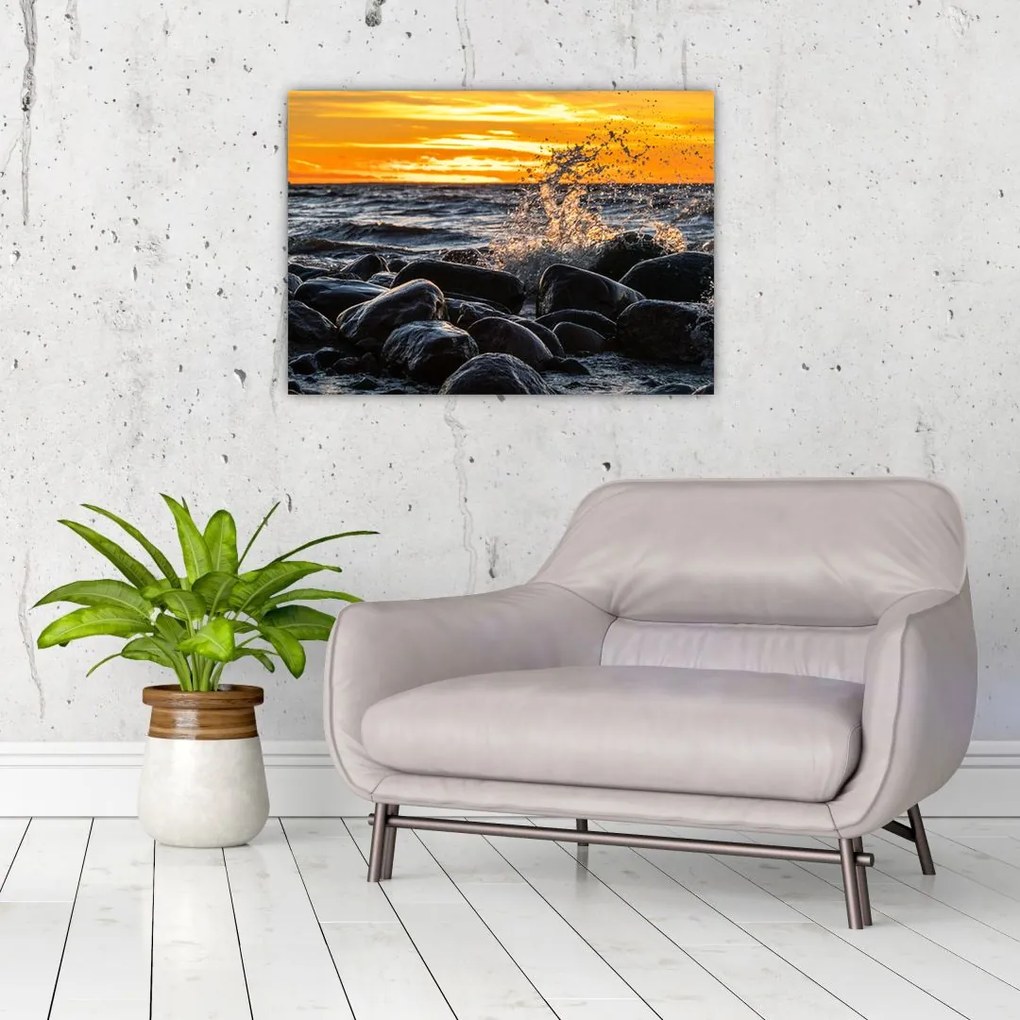 Obraz na szkle - fale morskie (70x50 cm)