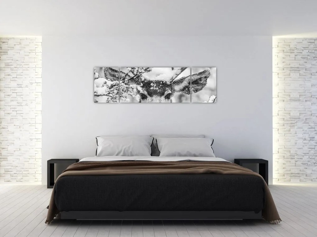 Obraz - Jeleń zimą (170x50 cm)