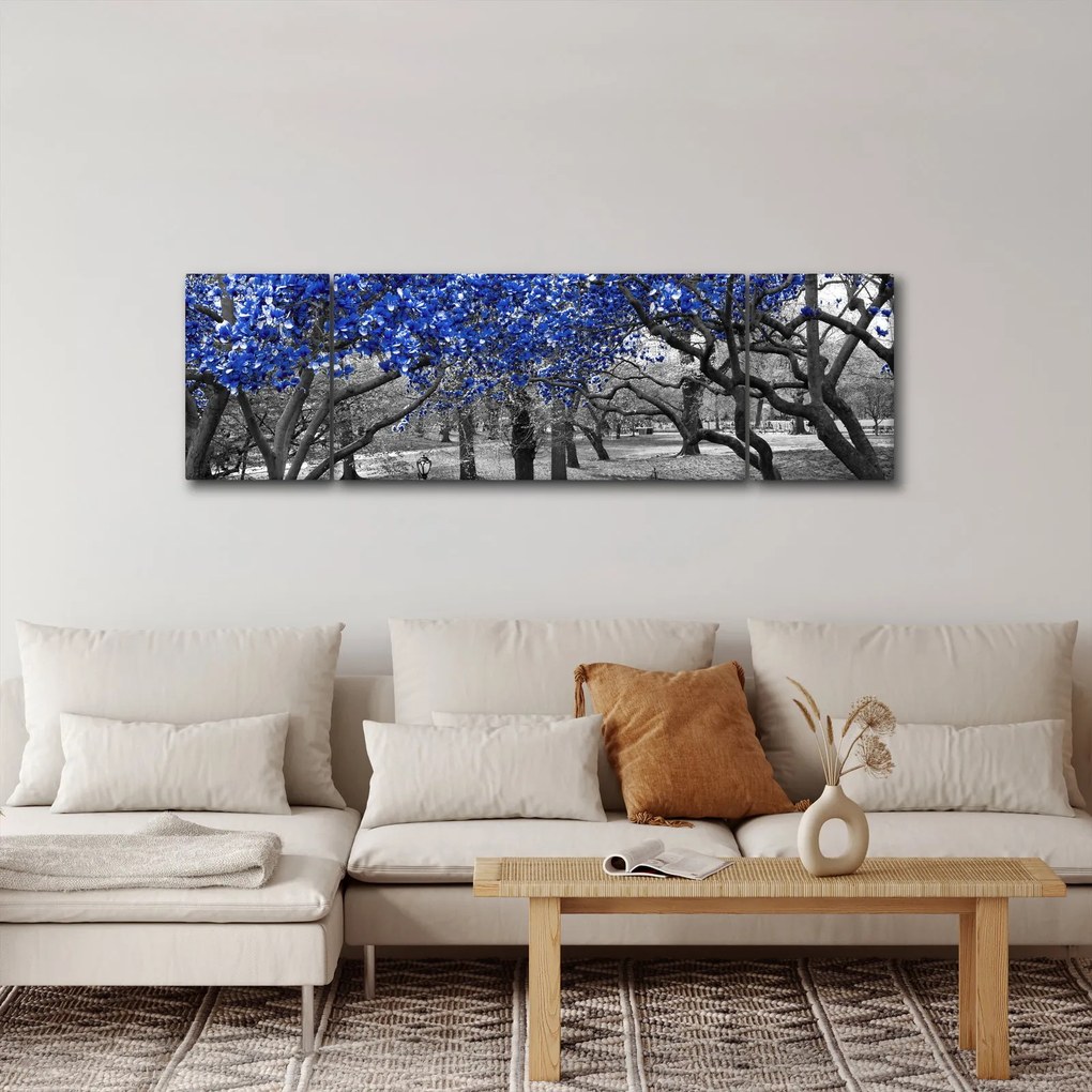 Obraz - Niebieskie drzewa, Central Park, New York (170x50 cm)