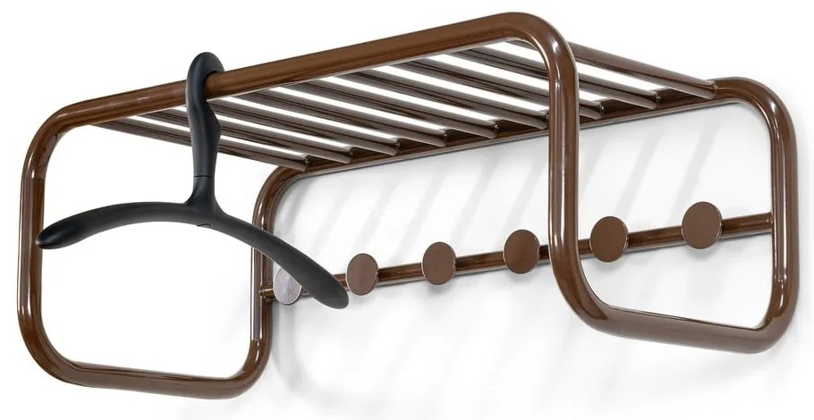 Ciemnobrązowy metalowy wieszak ścienny z półką 72 cm Retro – Spinder Design