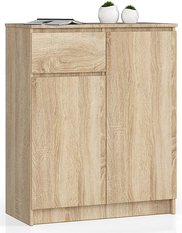 Komoda AKORD K80 Dąb Sonoma 80 cm 2 drzwi 1 szuflada kolor Dąb Sonoma mat 4 półki 80x40x99 cm