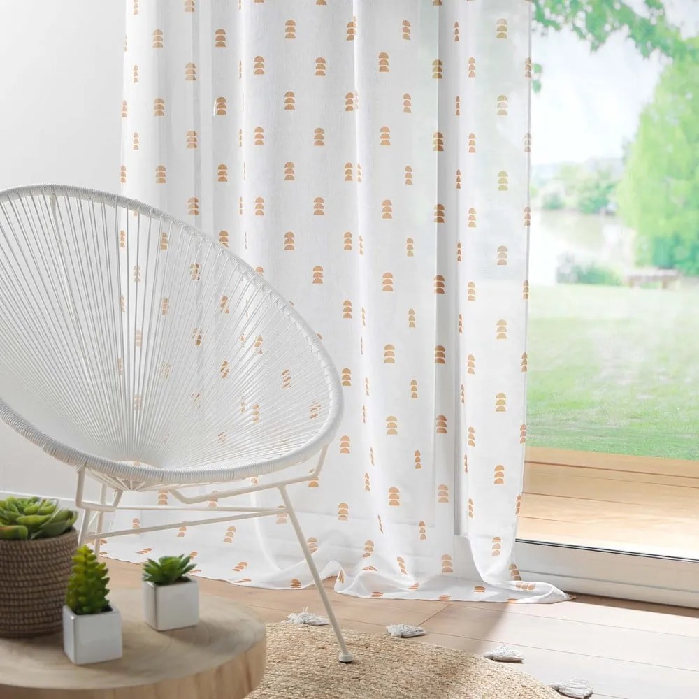 Żółto-biała firanka z woalu 140x240 cm Geokid – douceur d'intérieur
