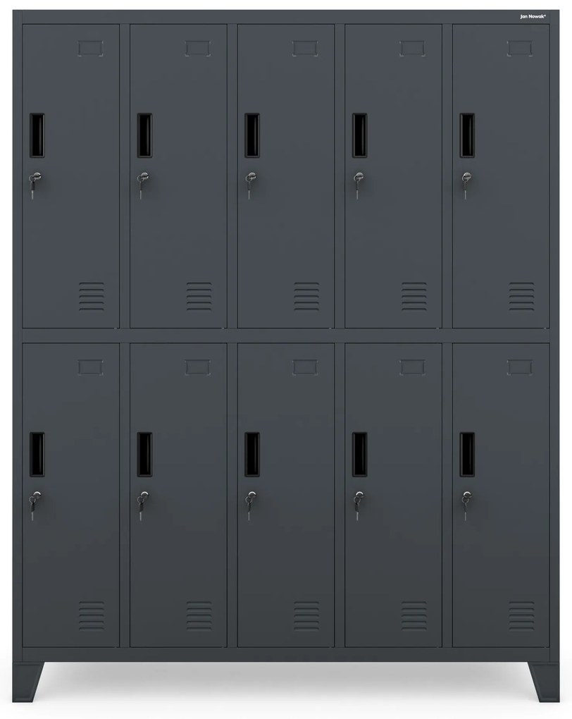 Szafa socjalna BHP ubraniowa 10-drzwiowa antracytowa: BARTEK 1360 x 1720 x 450 mm