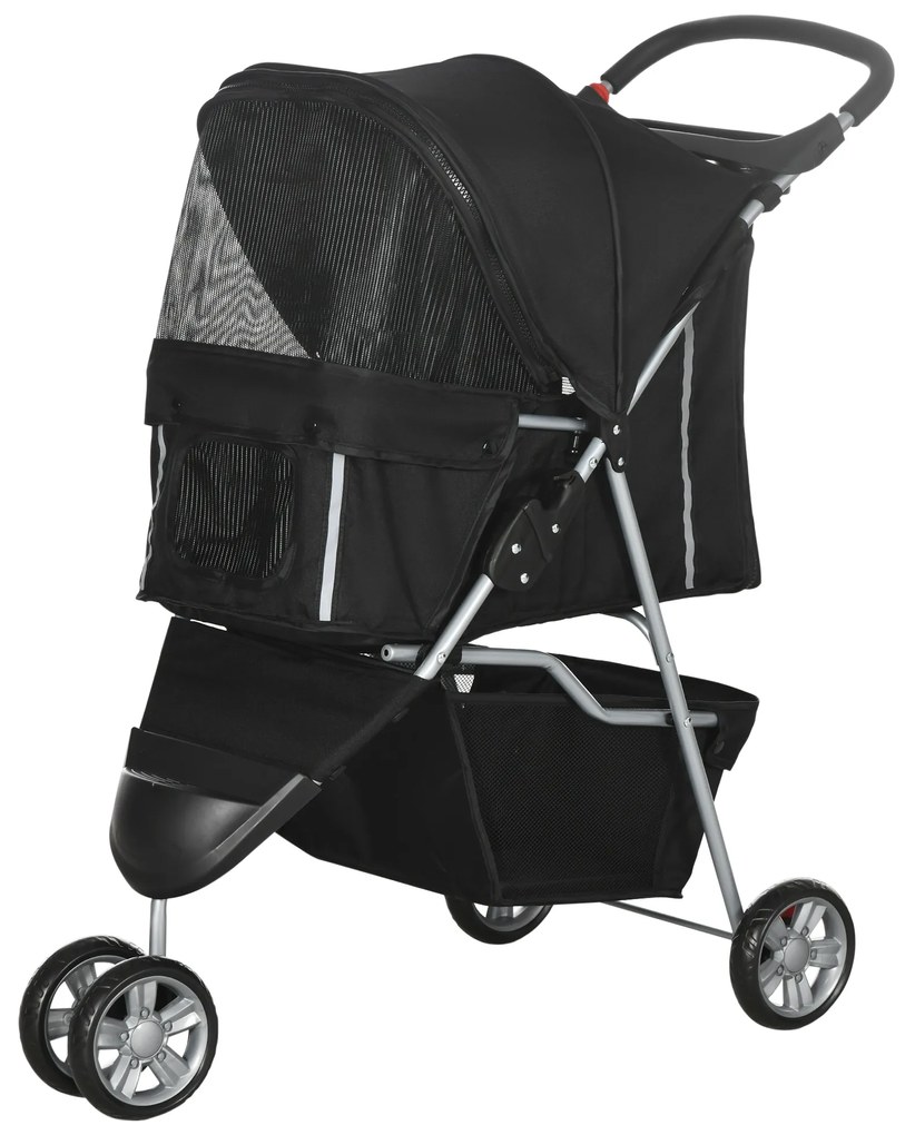 PawHut Wózek dla psów i kotów składany dla psów i kotów do 10 kg 75 x 45 x 97 cm Ciemnoszary