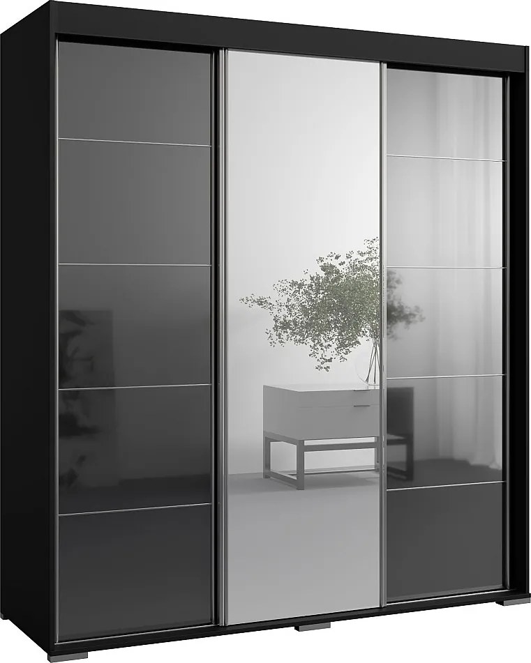 Szafa przeuwna z lutrem Como 3D1L 180 Czarna (lacobel)