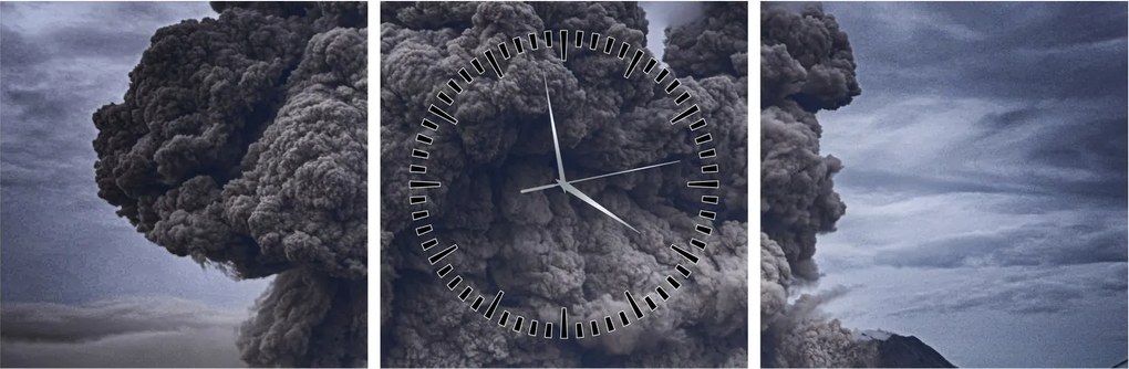 Obraz - Erupcja wulkanu (z zegarem) (90x30 cm)