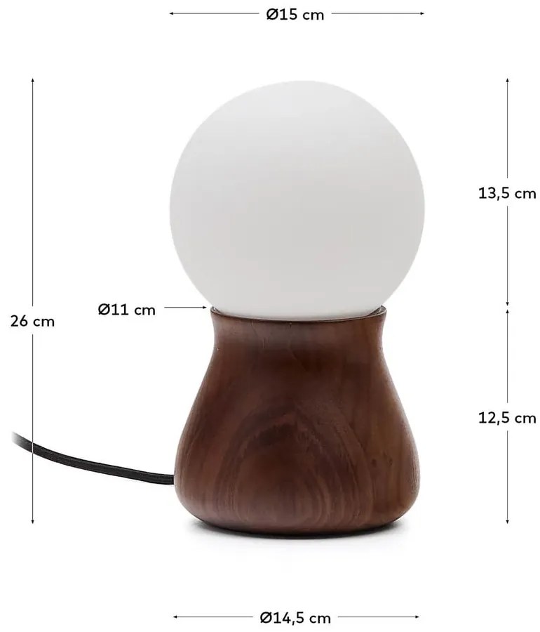 Ciemnobrązowa lampa stołowa z litego drewna kauczukowego (wysokość 26 cm) Okeni – Kave Home