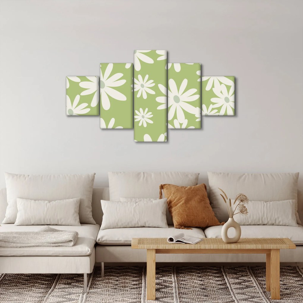 Obraz - Hipisi, zielone kwiaty N⁰1 (125x70 cm)