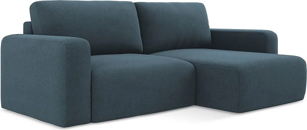 Narożnik prawostronny z funkcją spania - z tkaniny strukturalnej - jeans - KONA