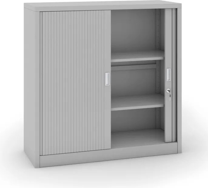 Szafa metalowa z drzwiami rolowanymi, 1200 x 1200 x 450 mm, jasnoszary