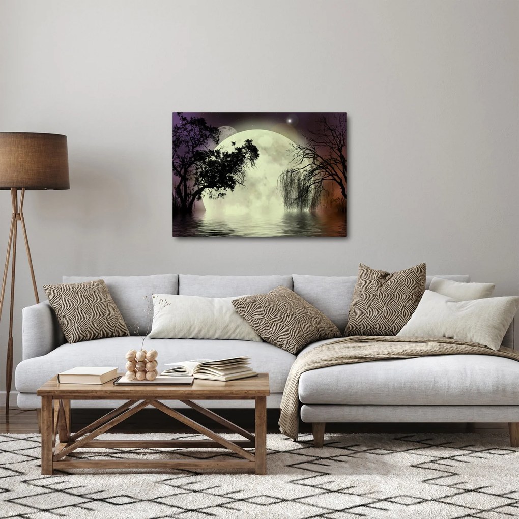 Obraz - Księżyc w pełni nad powierzchnią (70x50 cm)