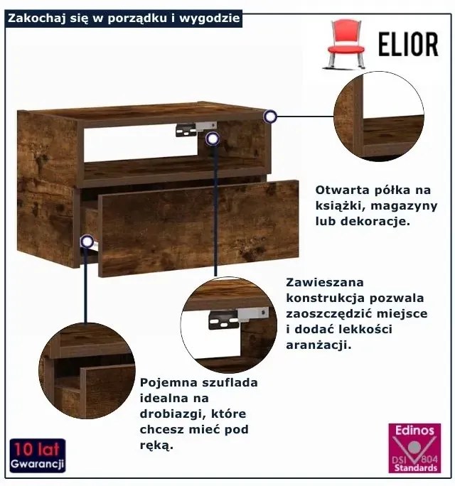 Szafka nocna minimalistyczna przydymiony dąb K0-F94