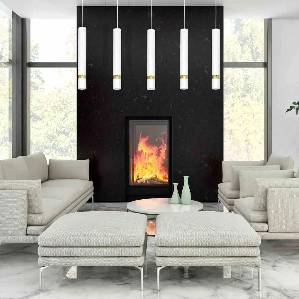 Lampa wisząca, 5 kloszy, biała/złota JOKER WHITE/GOLD 5xGU10