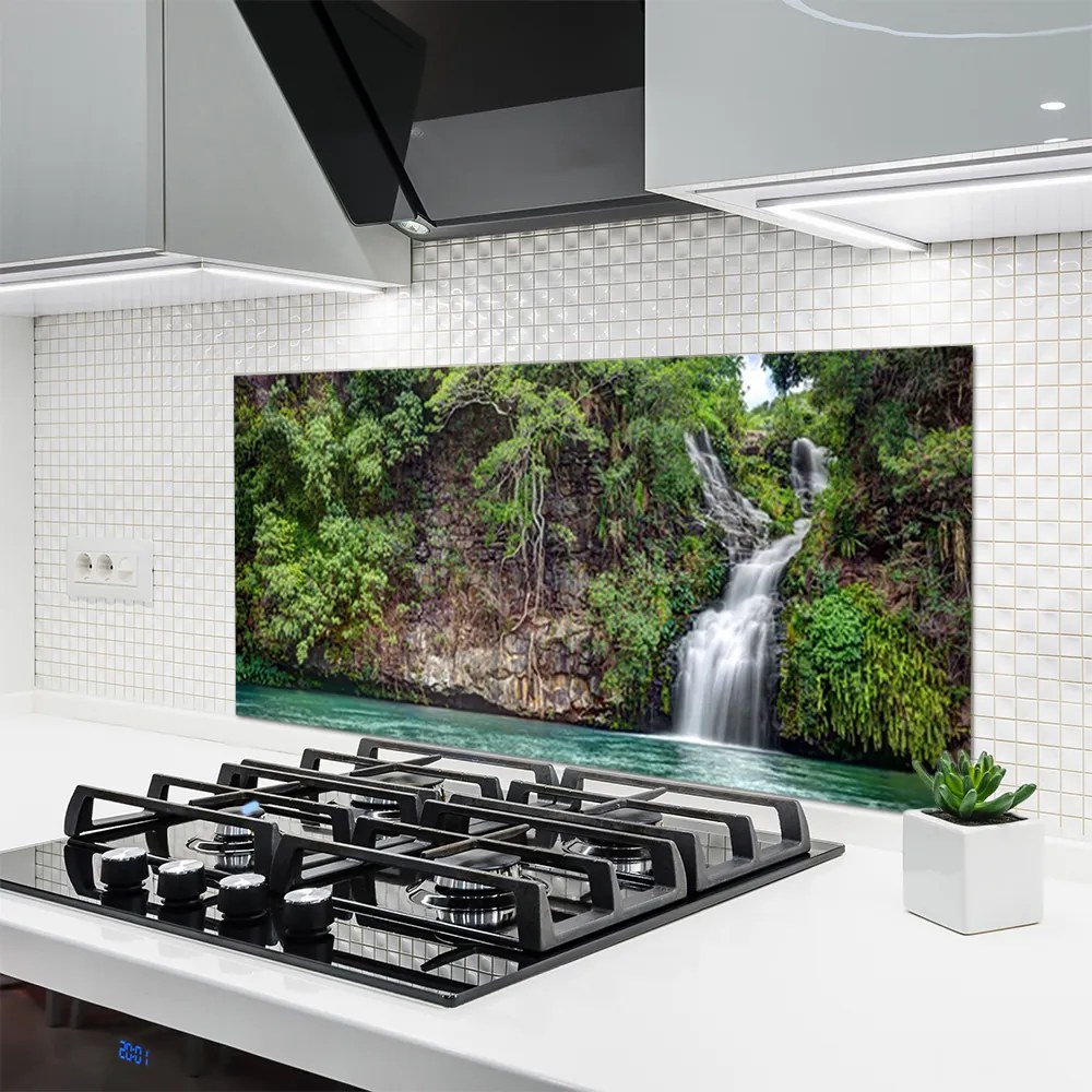 Szkło do Kuchni na Ścianę Kaskada Spływająca po Skale