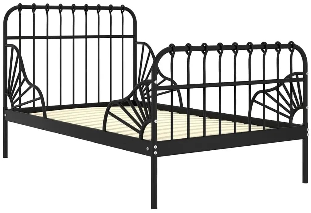 Czarne metalowe łóżko rosnące z dzieckiem 80x130/200 cm - Kasja