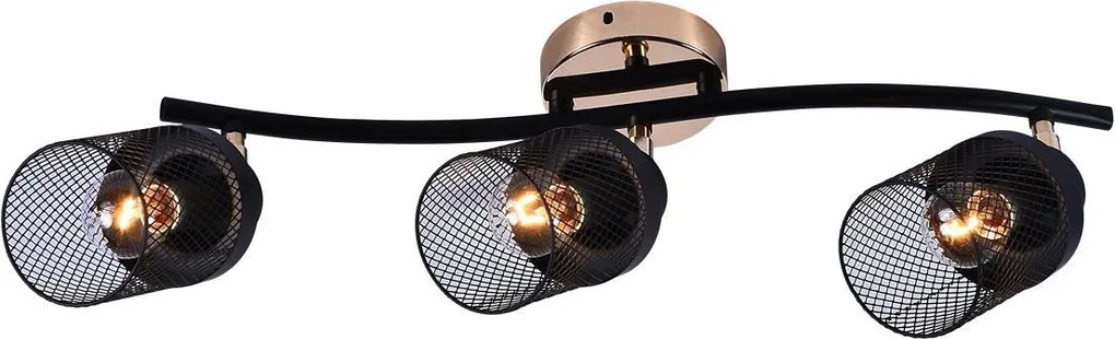 Czarno-złota potrójna lampa sufitowa druciana R2-A53