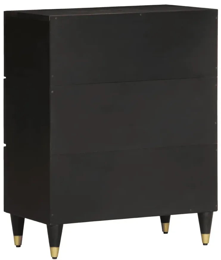 Czarna drewniana komoda retro z 3 szufladami C3-H19