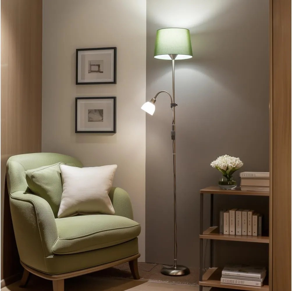 Brilagi - Lampa stojąca CERIA 2 w 1 1xE27/100W/230V + 1xE14/25W matowy chrom/zielony