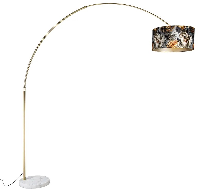 Luk Lampa łukowa mosiądz z kloszem o wzorze kwiatu 50 cm - XXL klasyczny/Antyczny Oswietlenie wewnetrzne