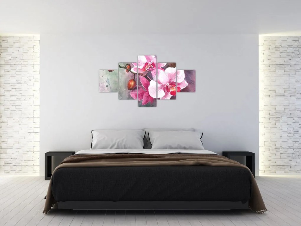 Obraz - Orchidee, akwarela (125x70 cm)