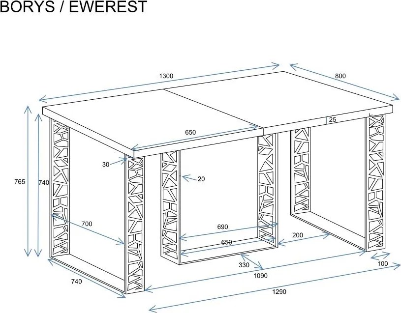 Stół Borys 250 rozkładany od 130 do 250 cm kaszmir